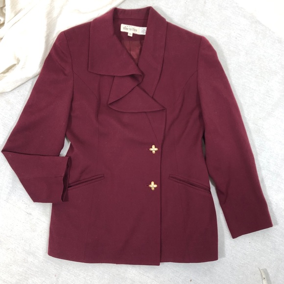 Pure New wool blazer holiday suit coat ruffled lapel gold metal buttons size 38 - Picture 4 of 9